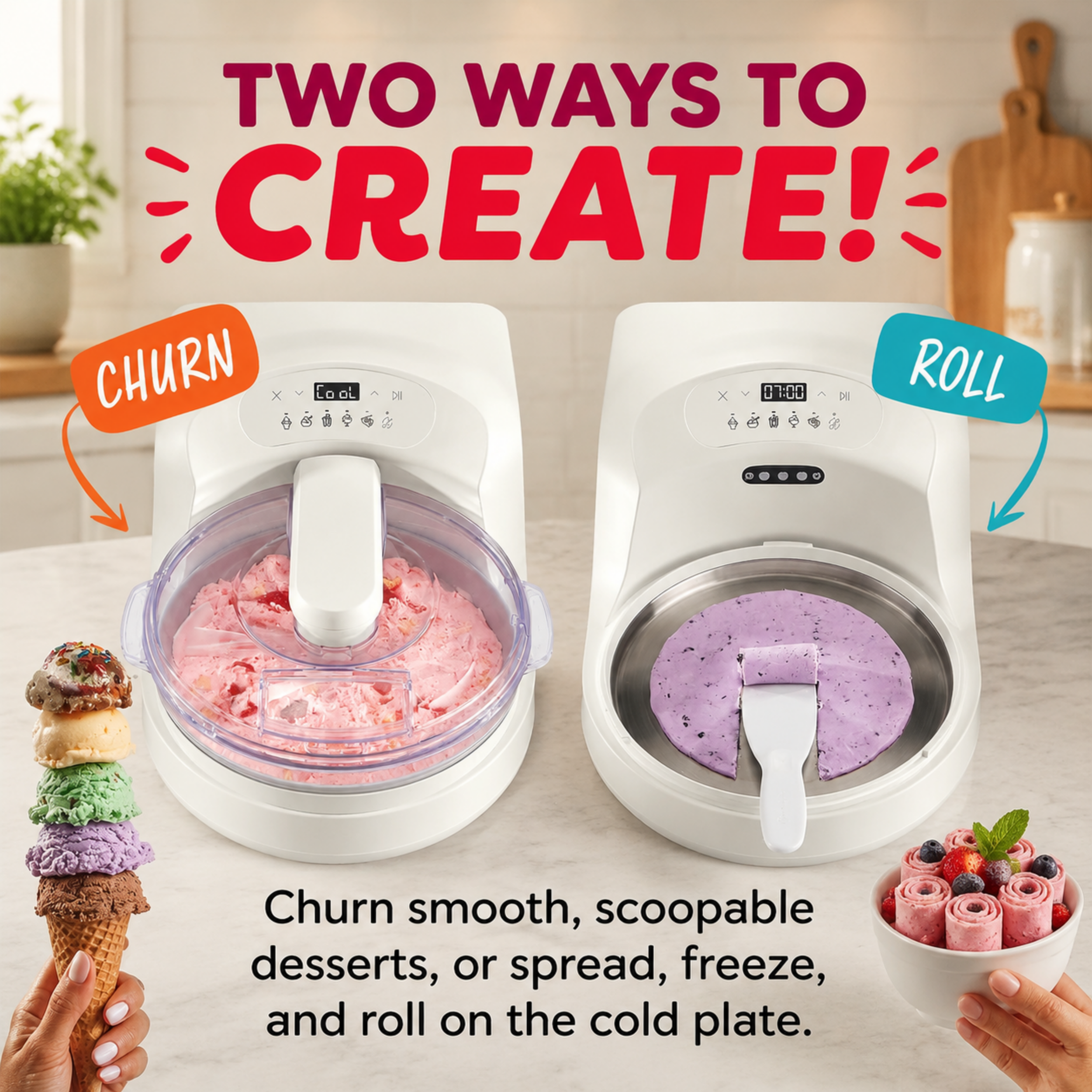 Automatic Frozen Dessert Maker – No Pre-Freezing Ice Cream Creation System