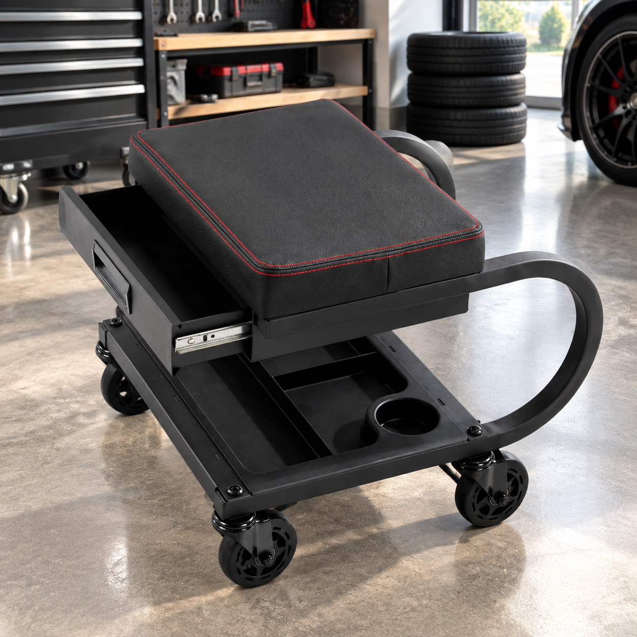Heavy-Duty Rolling Mechanics Seat