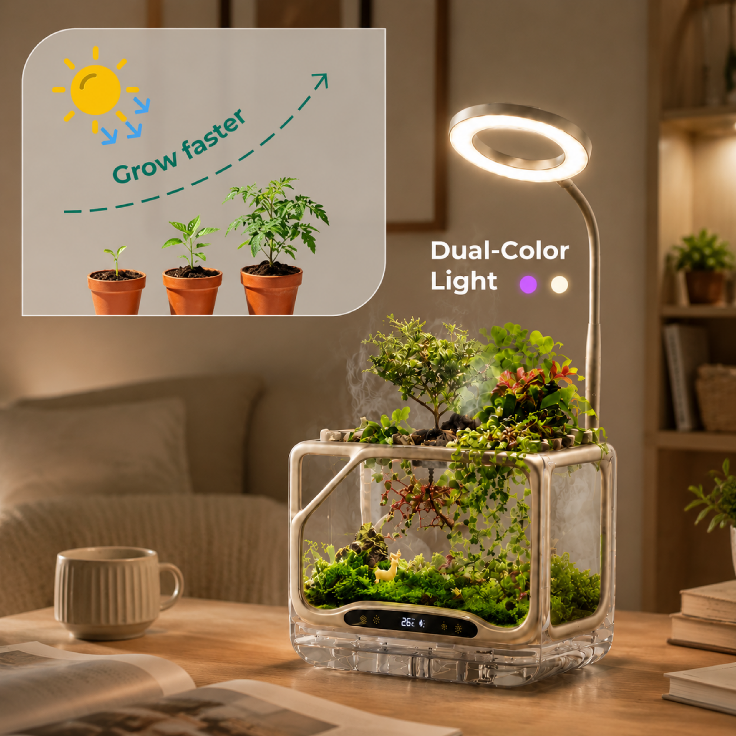 Scenic Aeroponic Ecosystem – Smart Indoor Garden With Mist Growing Technology