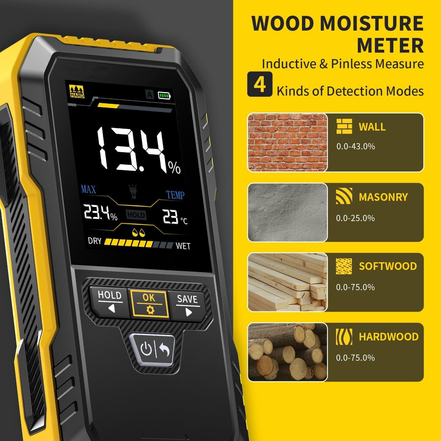 Rechargeable wood moisture meter