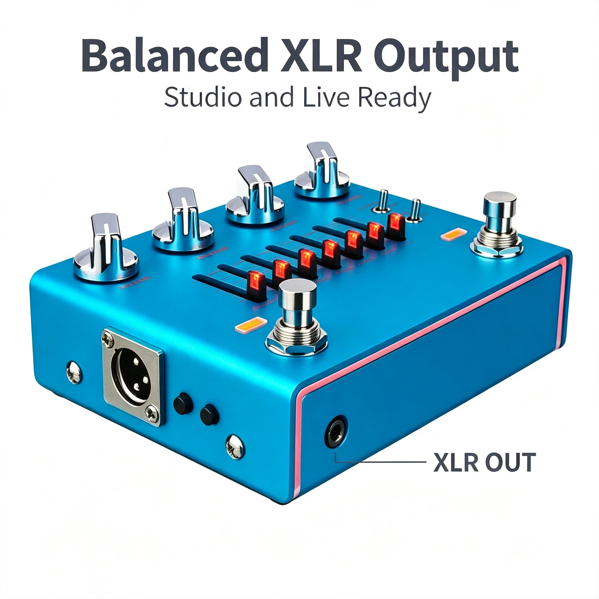 YOUR RIG'S NEW COMMAND CENTER 6‑Band EQ, Blend Control, Cab Sim & XLR Out – Direct to FOH.