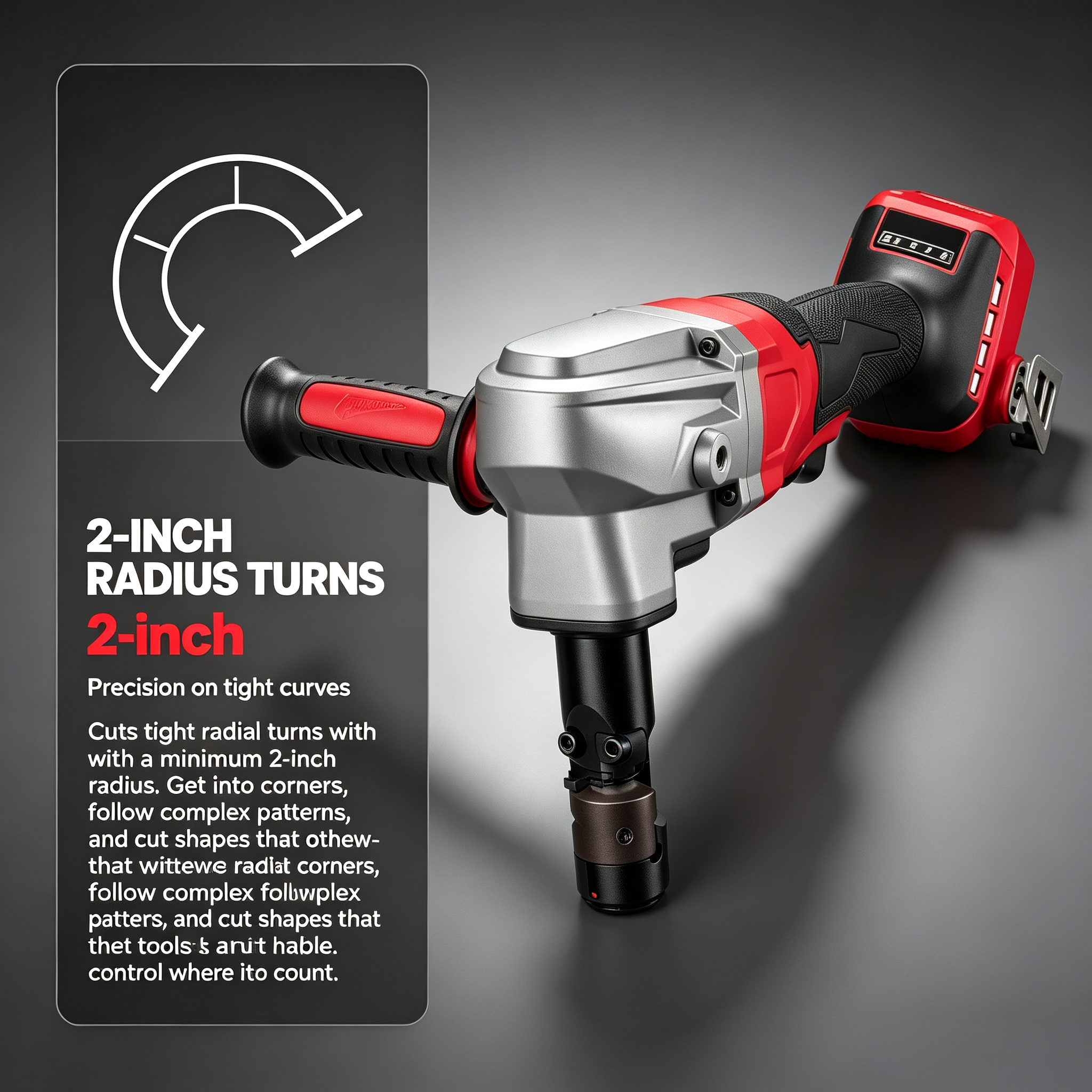 Cordless Metal Nibbler – 10-Gauge Mild Steel & 12-Gauge Stainless, 2″ Radius Turns, Variable Speed