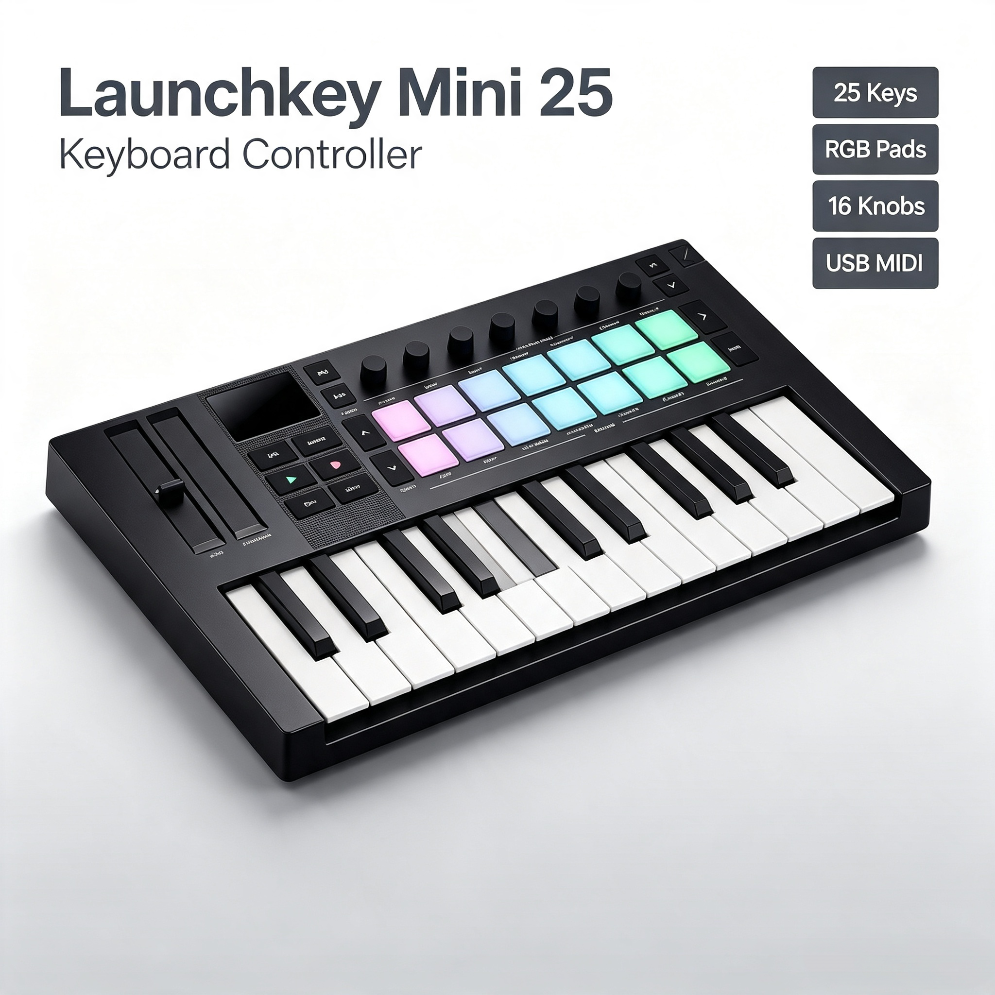 YOUR STUDIO, BACKPACK‑SIZED 25‑Key Controller with Arpeggiator, Custom Modes & Full Software Bundle.