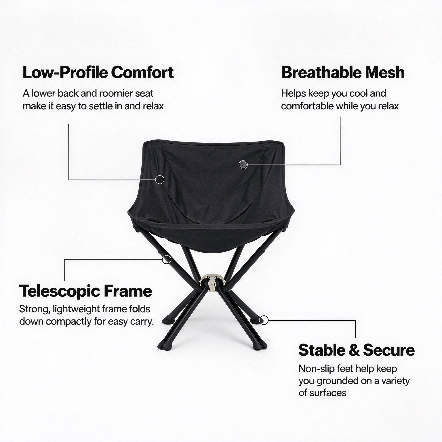 Portable Outdoor Lounge Chair – 180kg Heavy-Duty Support & Quick Fold Design