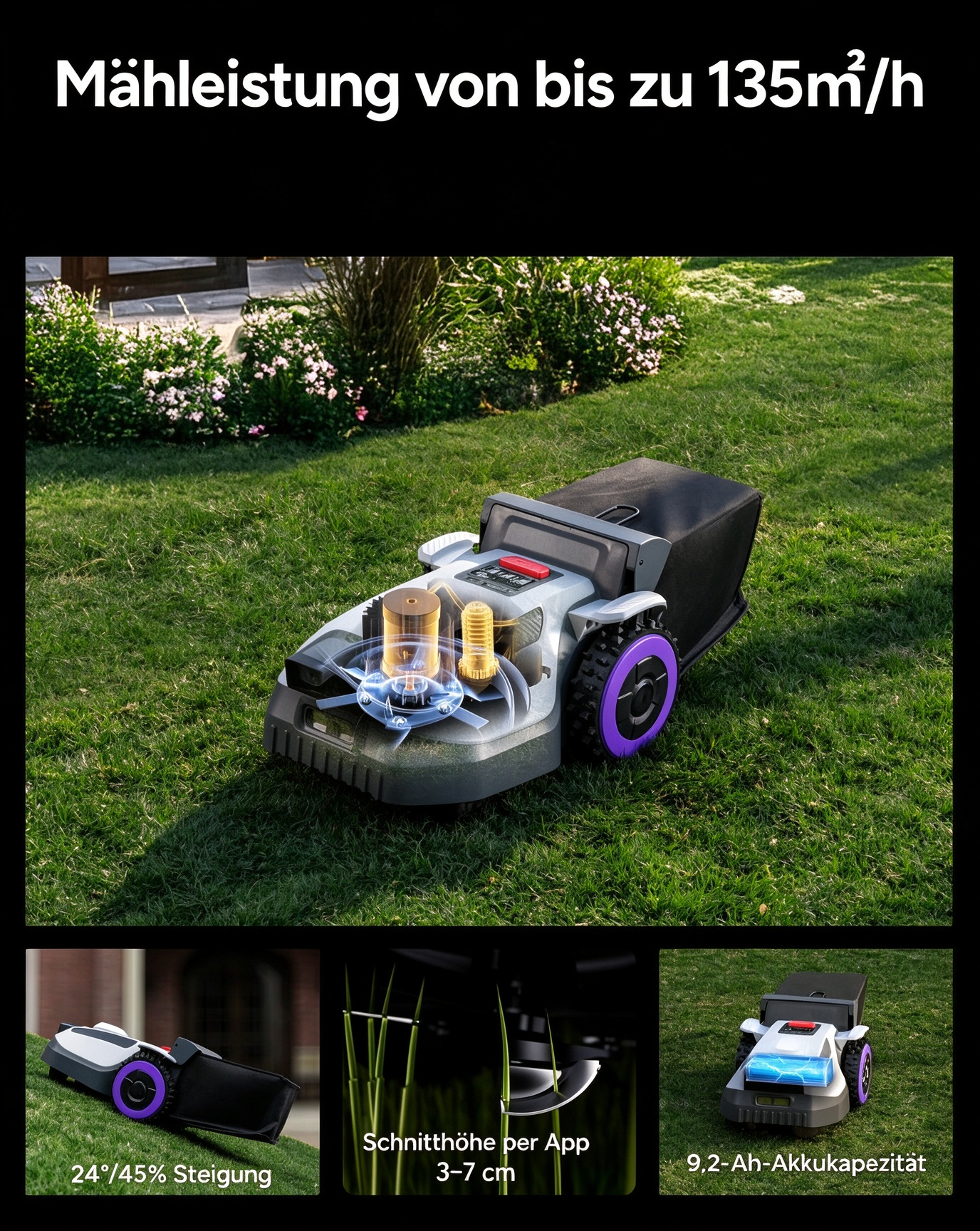 4-in-1 Robotic Lawn Mower – Auto Grass Collection & Leaf Sweeping