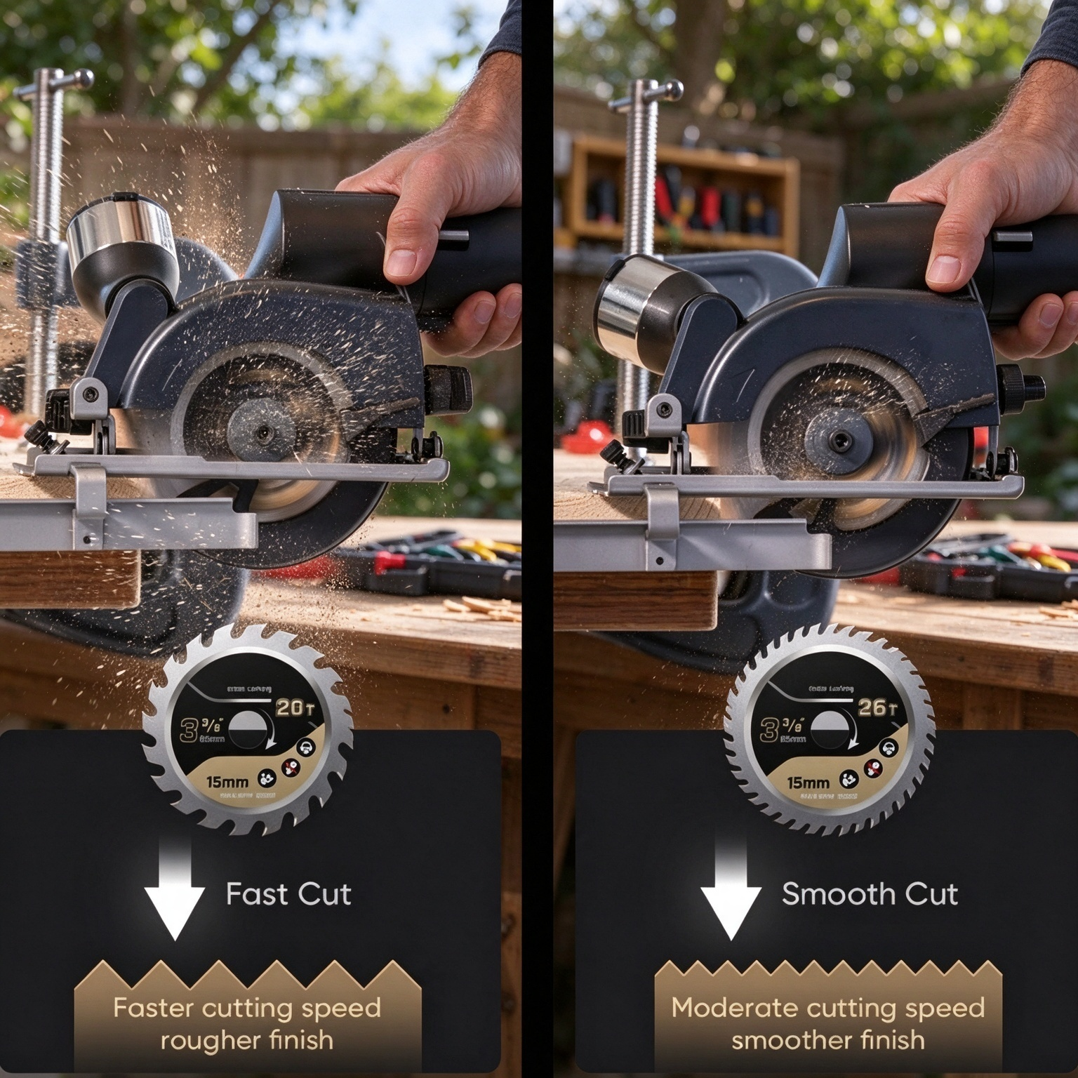 20T and 36T blades for mini cordless circular saw