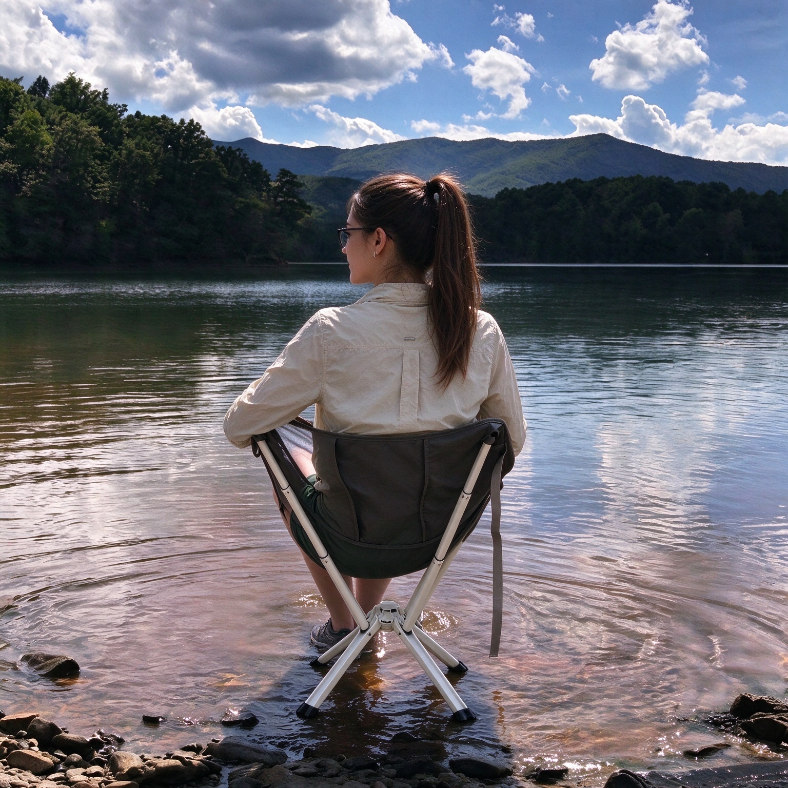 Riverside view while sitting on chair