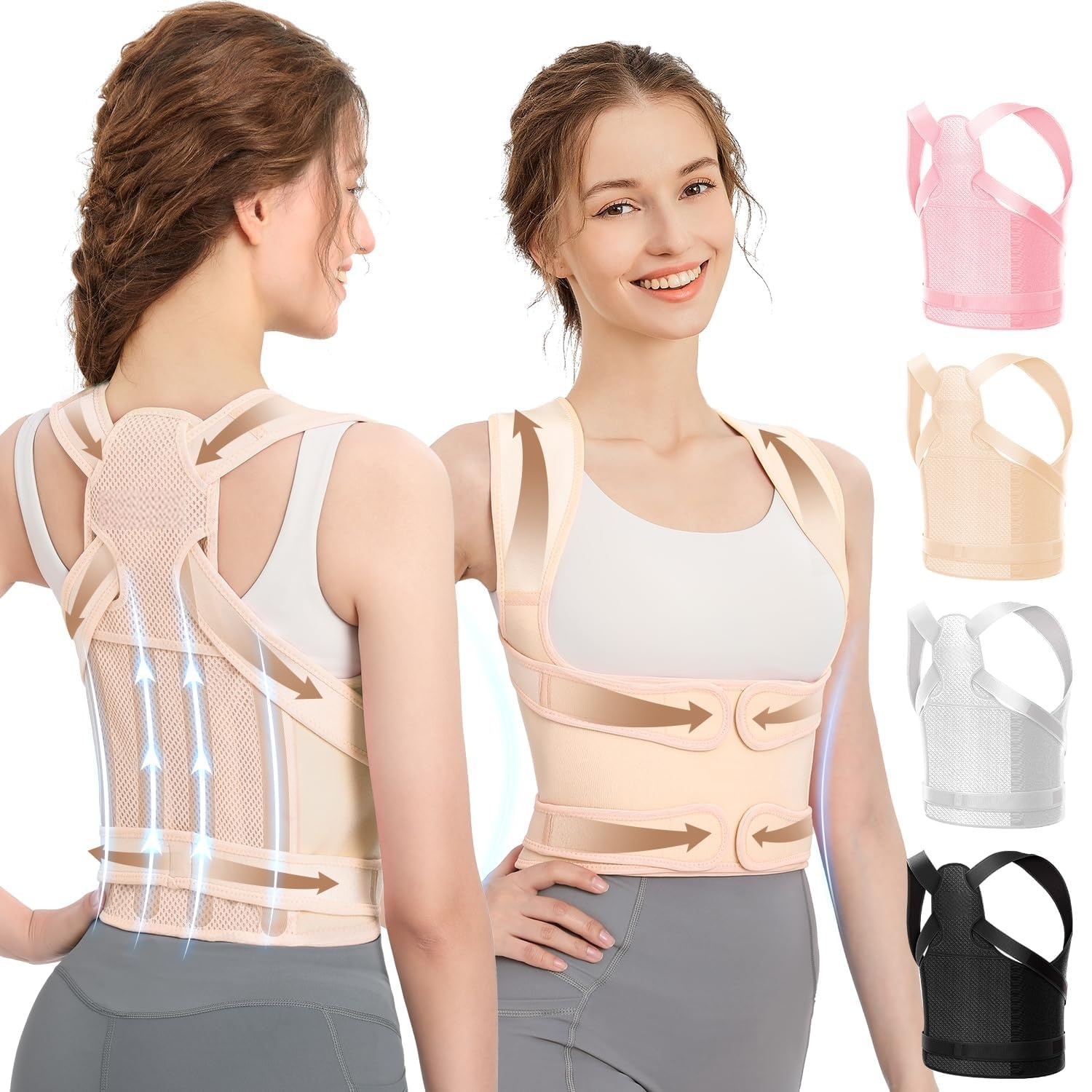 Posture Corrector – Adjustable Full Back Support with Removable Rods for Upper & Lower Back