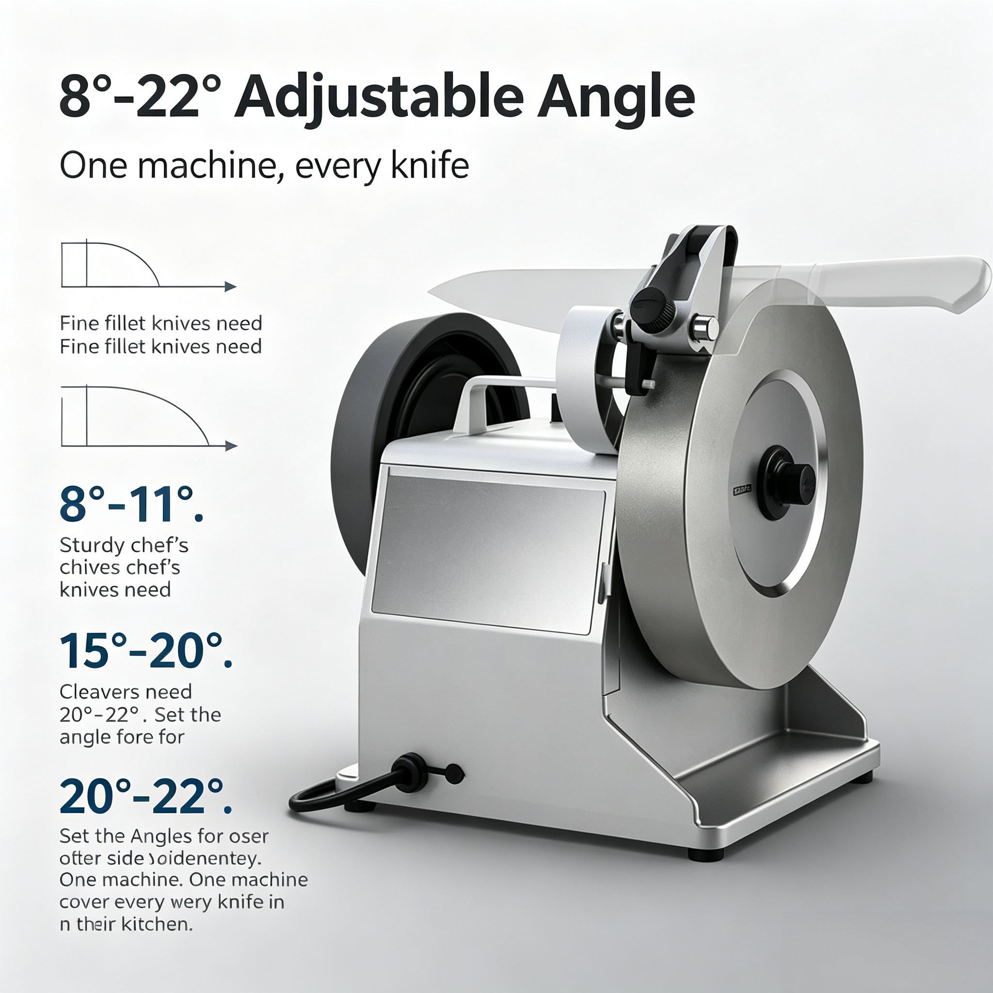Professional Knife Sharpener – 60-Second Sharpening, 8°–22° Angle Control, Water-Cooled Diamond Wheel