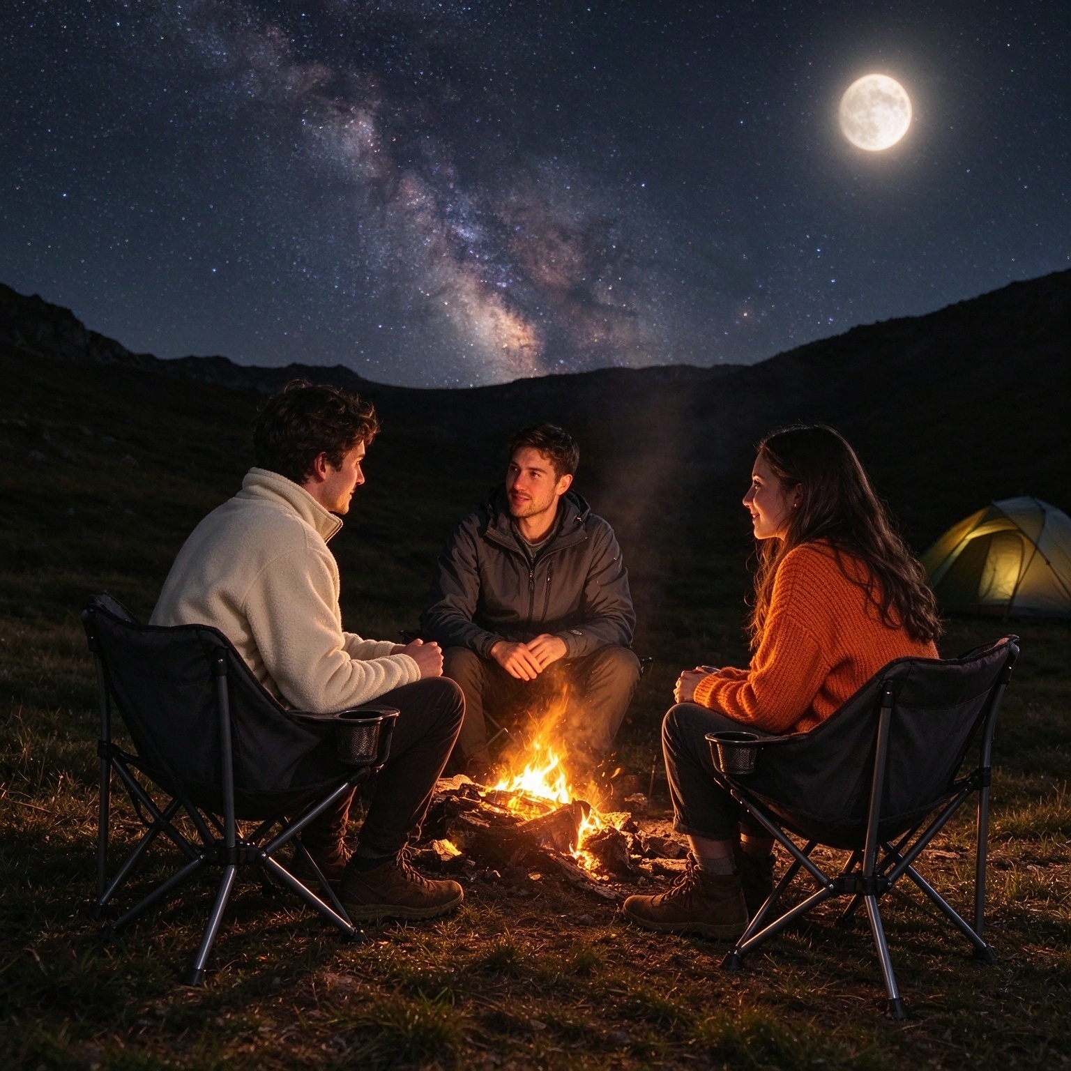Outdoor BBQ with folding chair