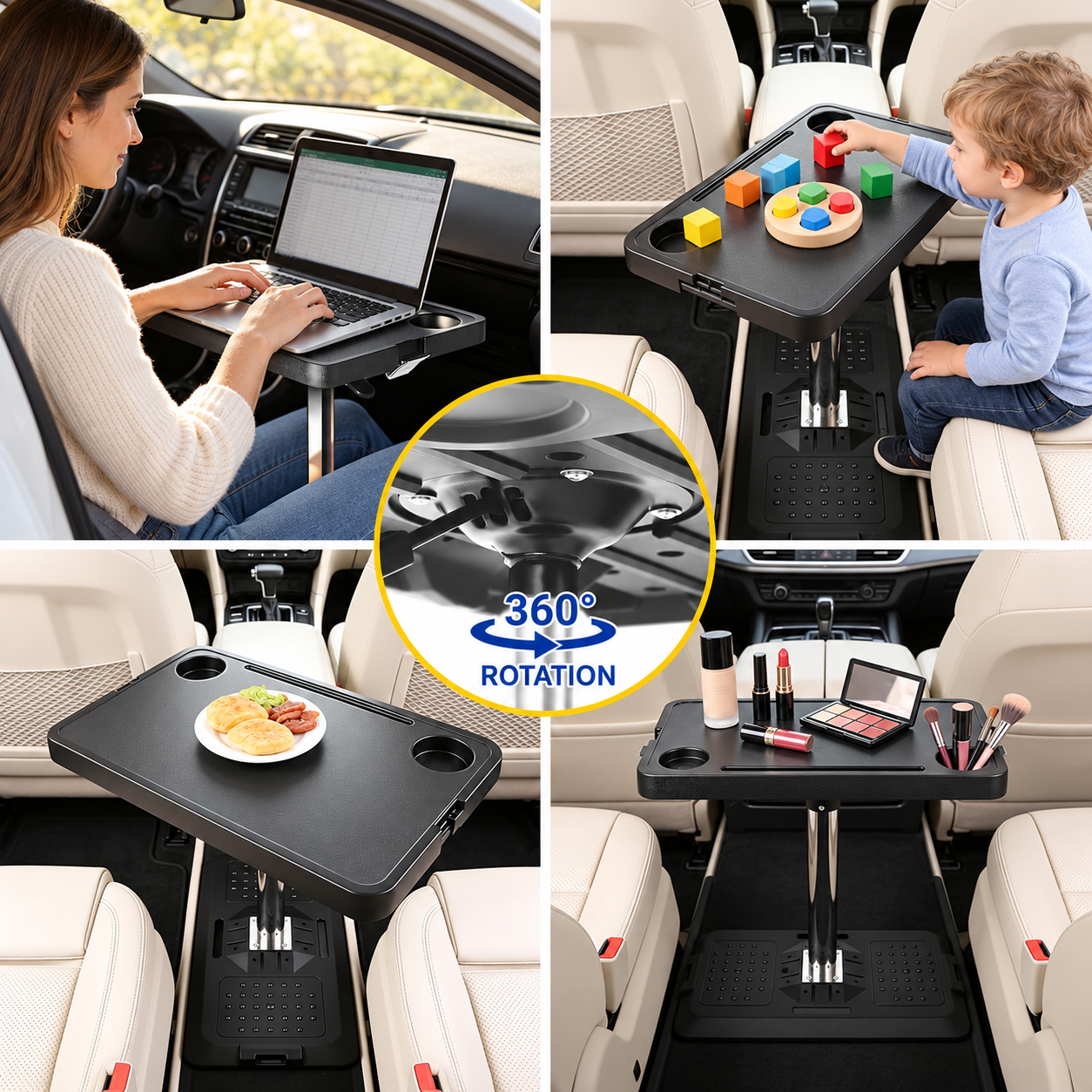 Adjustable Car Seat Tray Table for Work, Dining & Travel