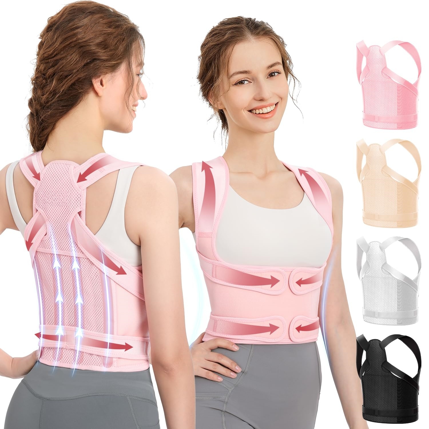Posture Corrector – Adjustable Full Back Support with Removable Rods for Upper & Lower Back