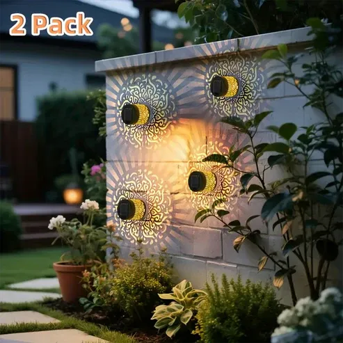 Solar Mandala Fence Light – IP65  Waterproof, Auto On/Off, Decorative Wall Lantern for Garden & Patio