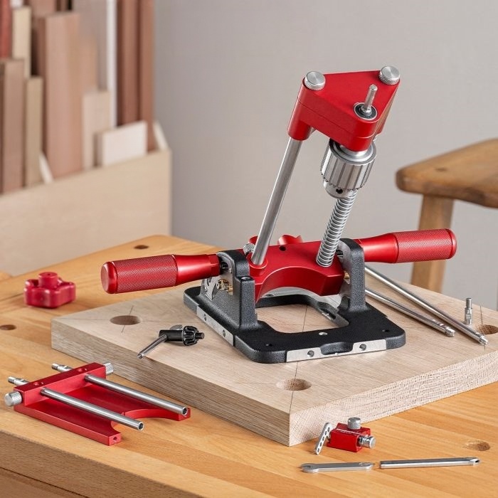 Angled Drill Guide – 0‑40° Adjustable, Crosshair Alignment, 1/16″‑1/2″ Chuck