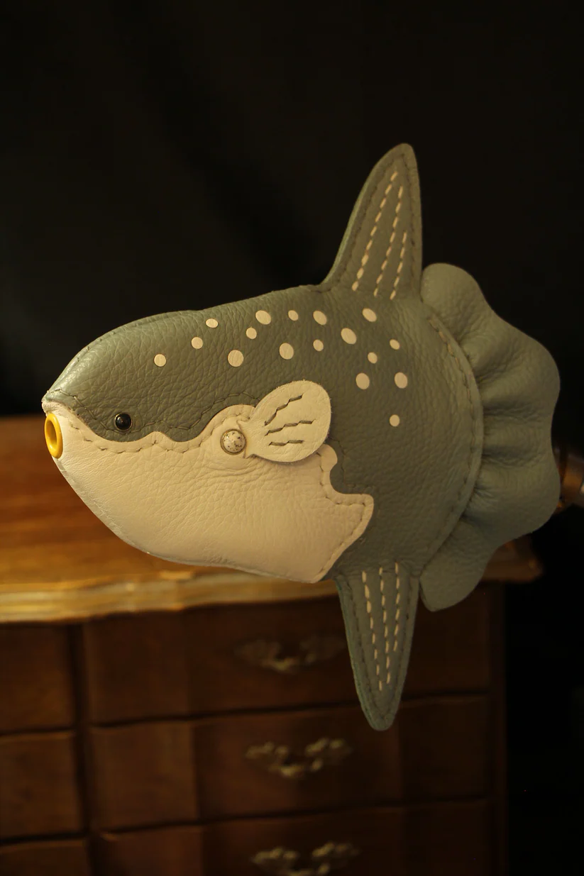 Handmade Leather Fish Pouch – Mola Mola Design, Artisan Crafted Everyday Carry