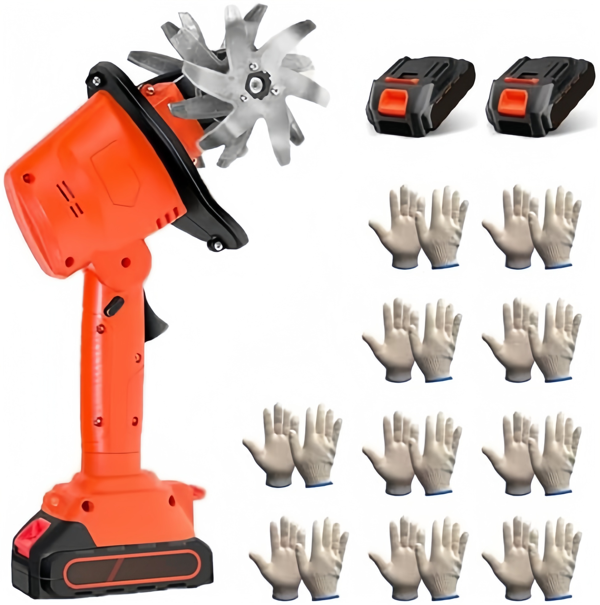 Cordless Mini Tiller Cultivator – 21V, 1.2kg Lightweight, 4 Steel Tines, 2 Batteries, 60min Runtime
