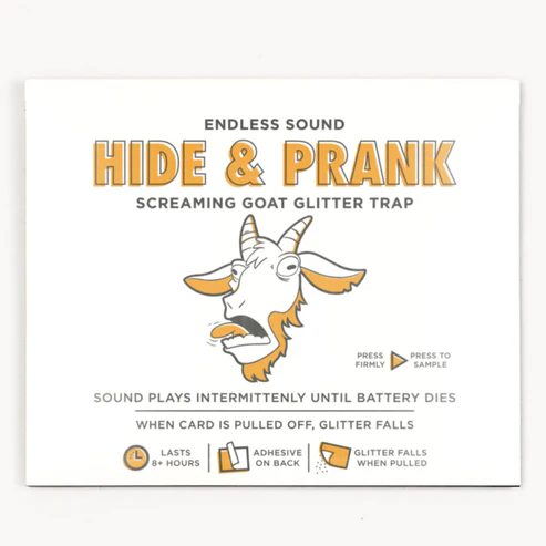 Hide‑and‑Scream Goat Prank with Glitter Trap – Random Screams Every 3‑8 Min, 8+ Hours, Easy Hide