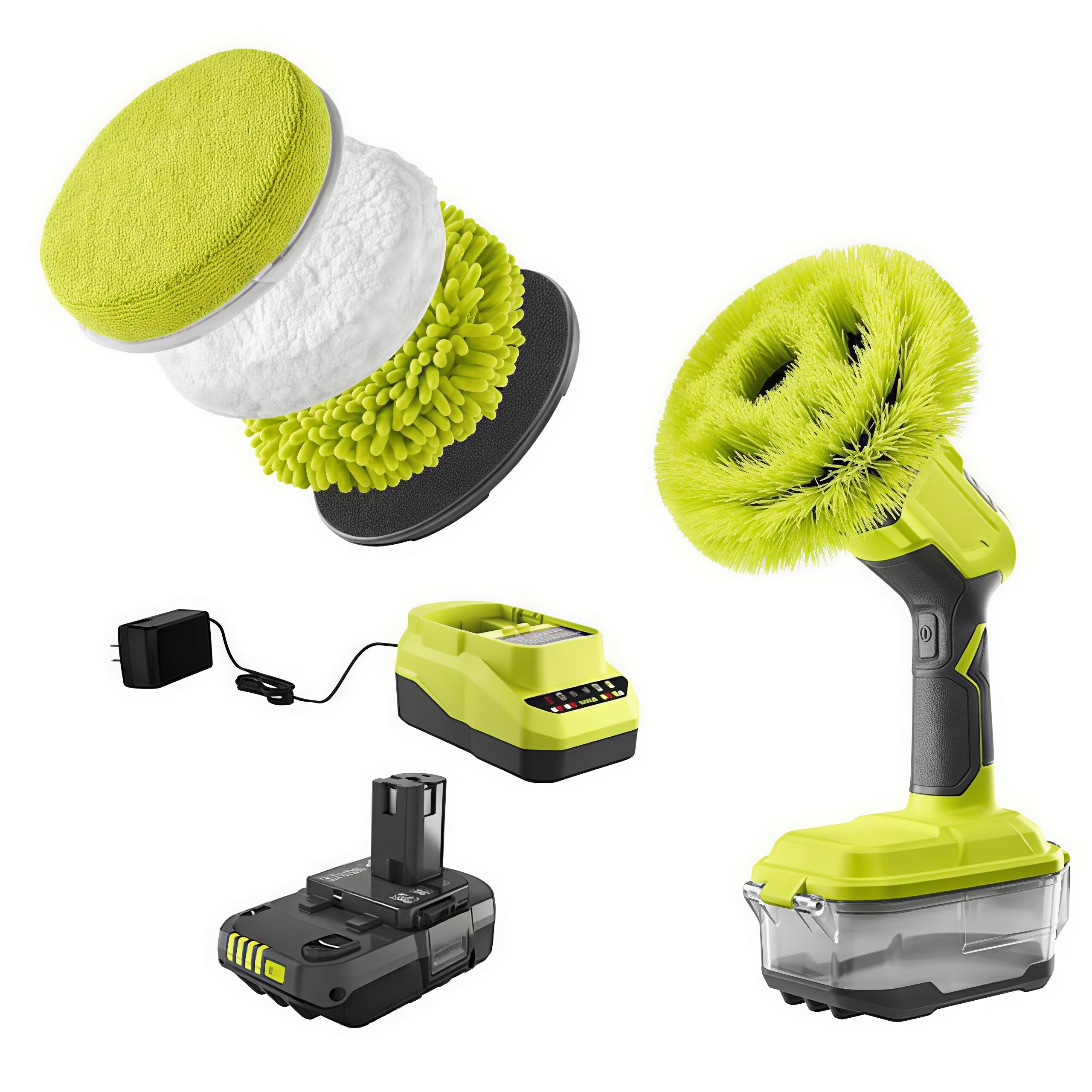 Cordless Power Scrubber – IPX7 Waterproof, 210 RPM, Quick-Change Brushes, 18V Battery Platform