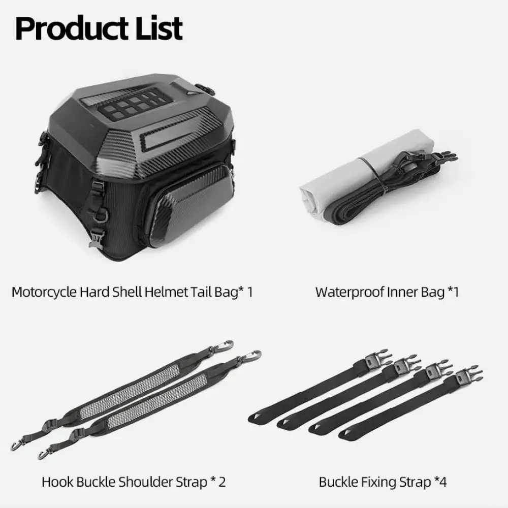 Expandable Motorcycle Tail Bag – 23L-35L Hard Shell Storage Bag with Waterproof Protection