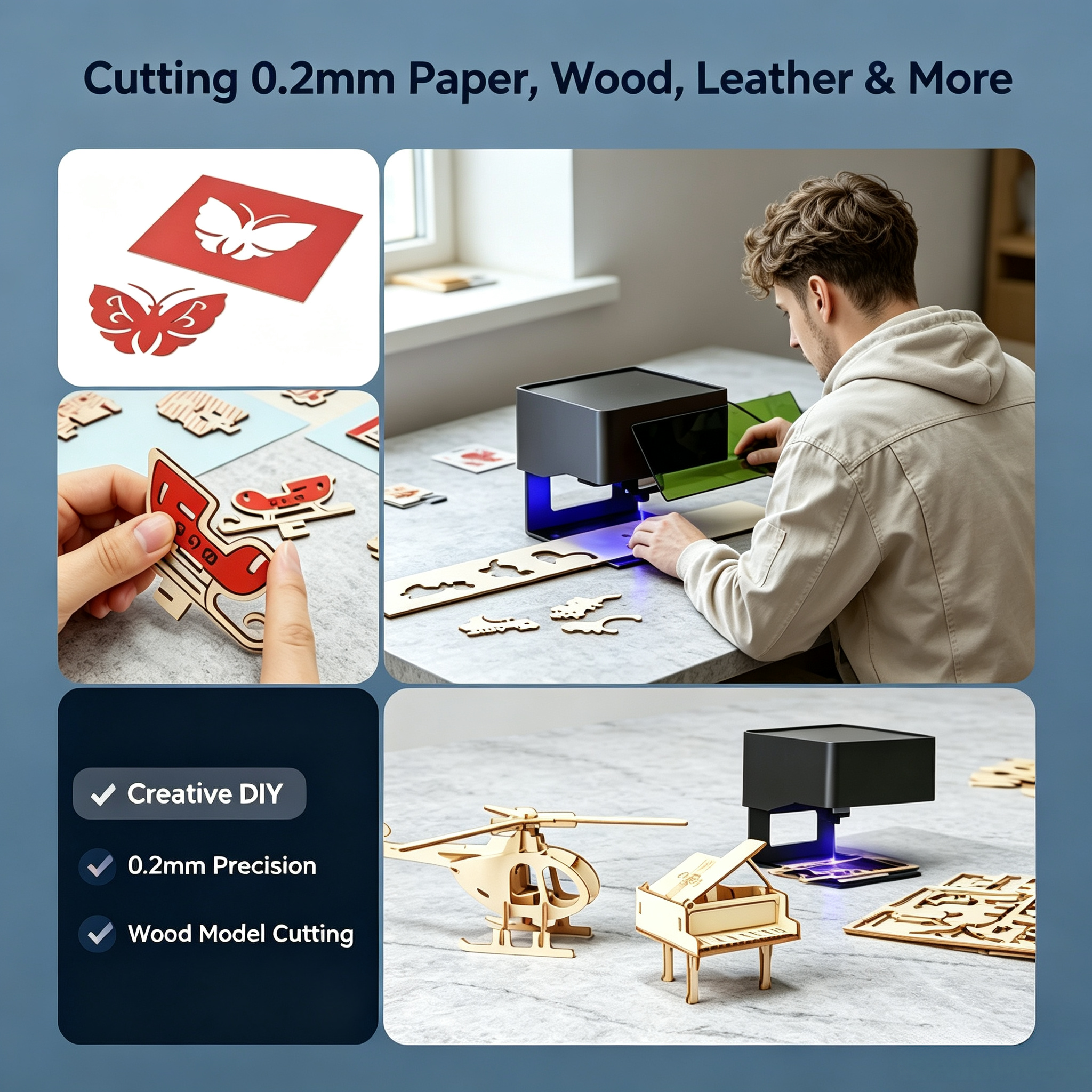 Mini Laser Engraver – 0.05mm Precision, 100+ Materials, Bluetooth & Phone Control, 0.96kg Portable