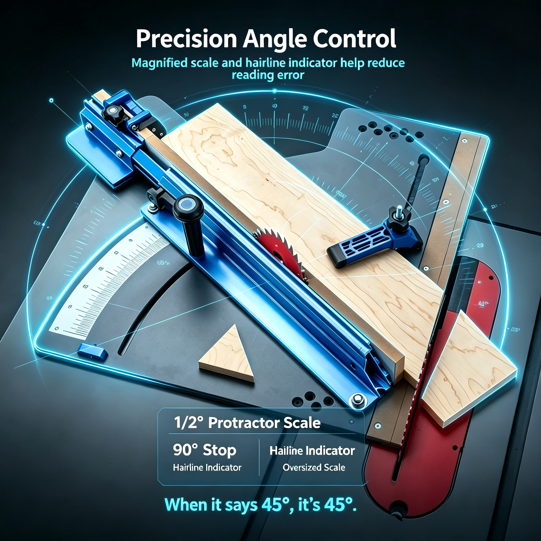 Table Saw Crosscut Sled – 38.25″ Telescoping Fence, Phenolic Base, Micro-Adjust Flip Stop