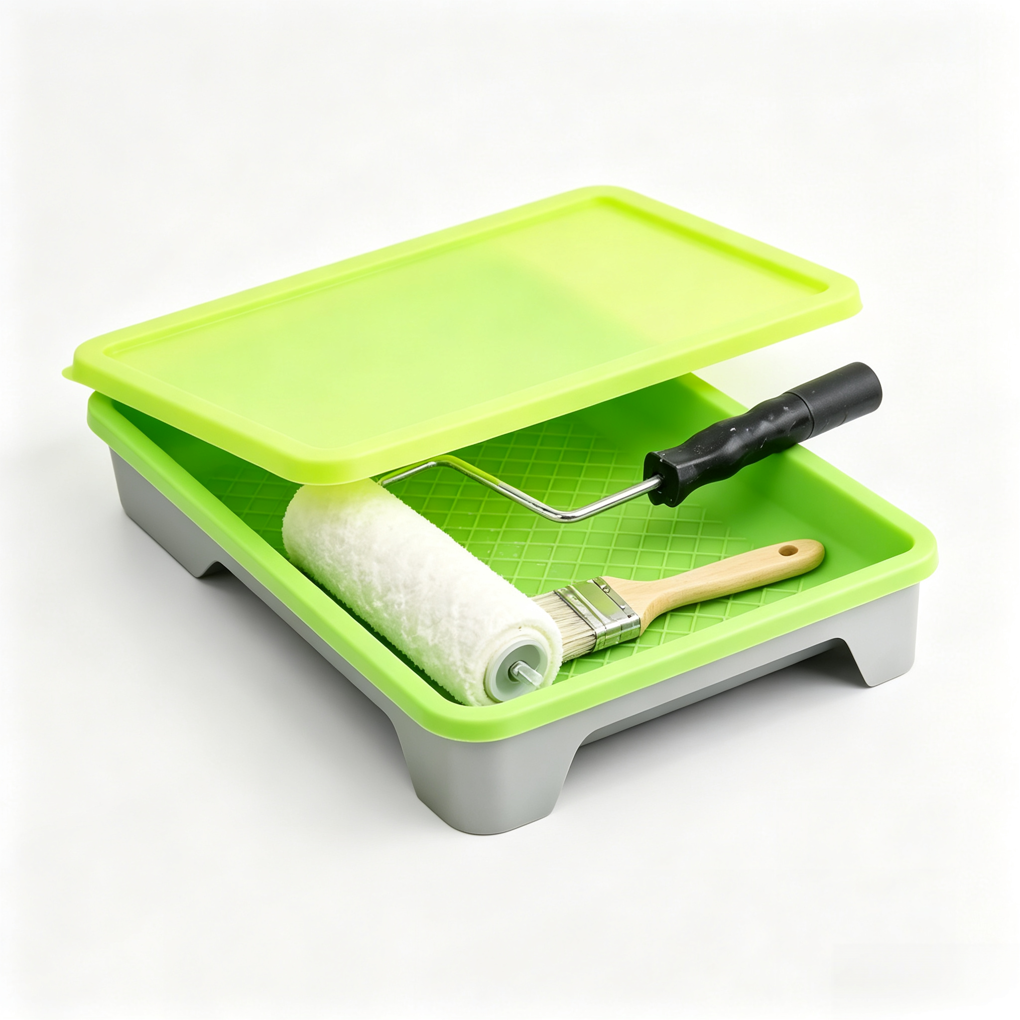 Reusable Paint Tray System – Silicone Liner, Airtight Lid, Peel-Off Cleanup