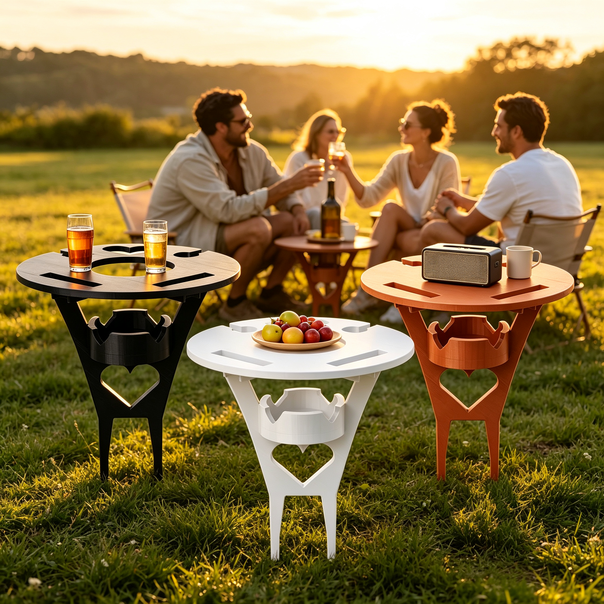 Portable Folding Table – Ultra-Lightweight, Built-In Cup Holders, 88 lbs Capacity