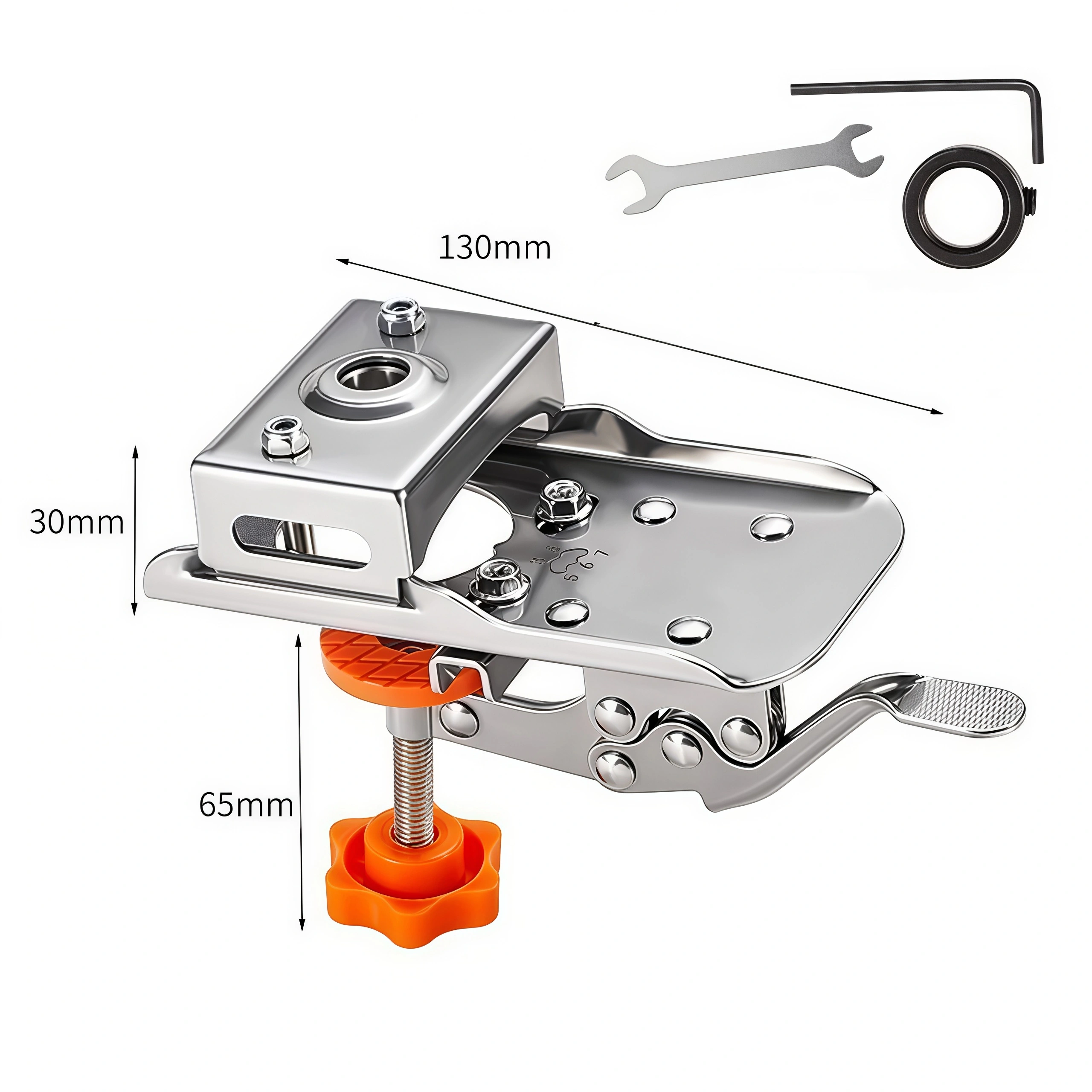 35mm Concealed Hinge Drilling Guide – Stainless Steel Locator, Alloy Drill Bit with Depth Stop, 10-30mm Stock