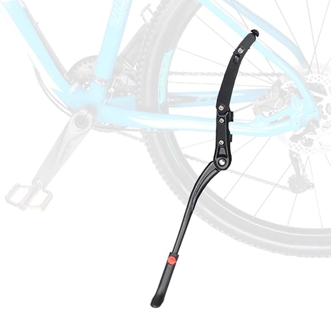 Rear-Mount Bicycle Kickstand – Adjustable Length, Aluminum Alloy, Non-Slip Foot, Fits 24″–28″ Bikes