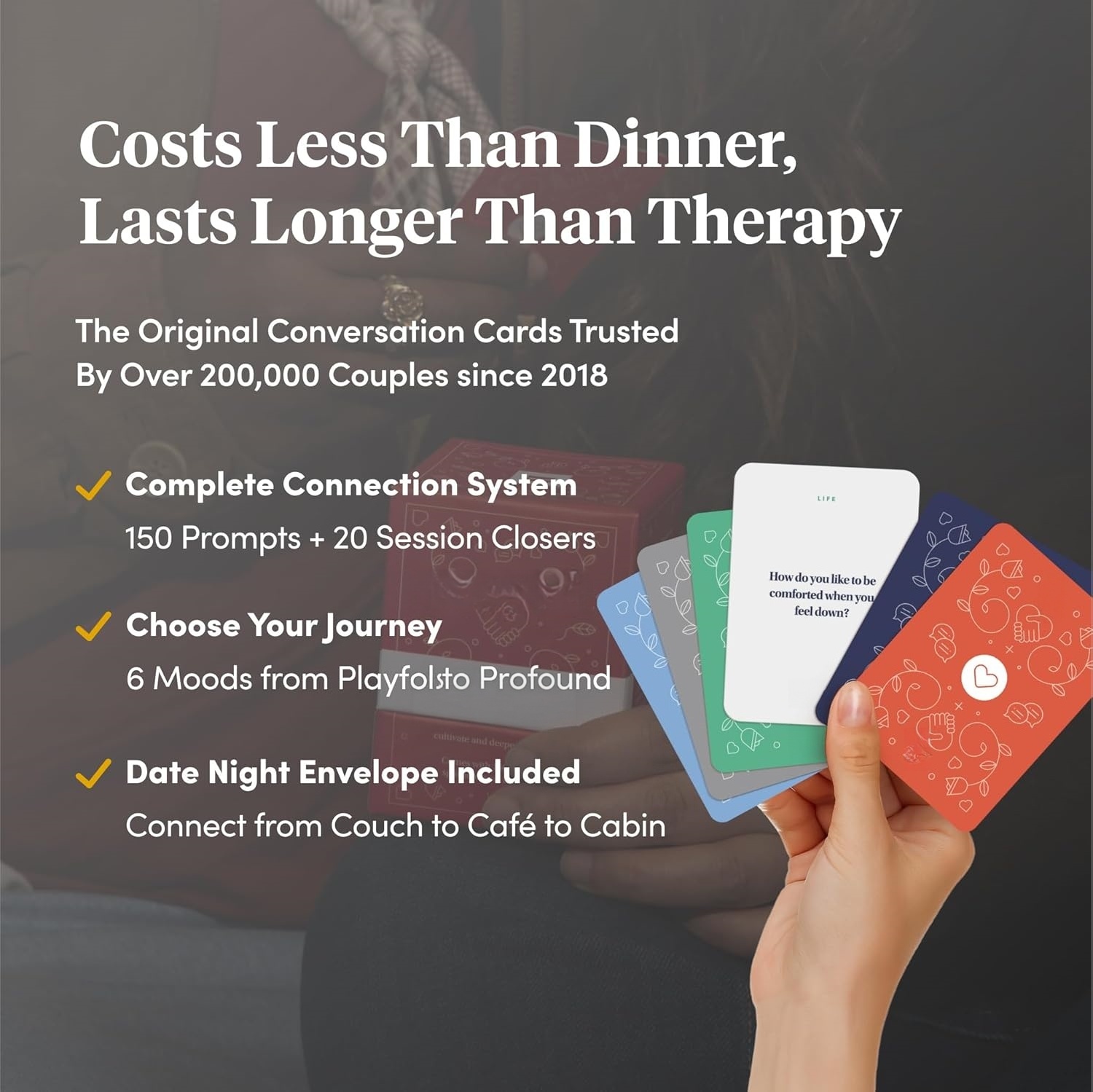Conversation Card Deck for Couples – 170 Questions for Deeper Connection & Romantic Date Nights
