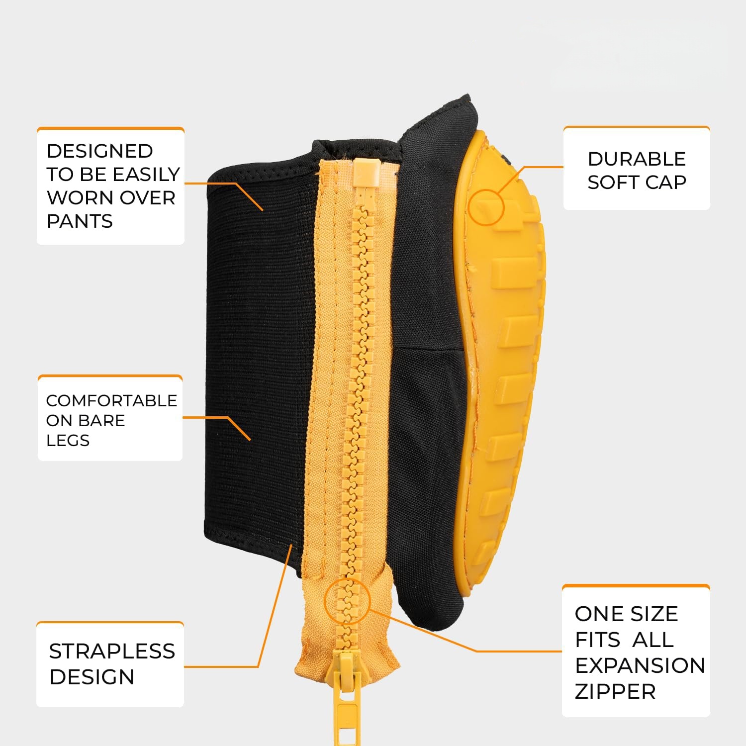 Knee Pads with Zipper Closure – Soft Shell Impact Protection, Non‑Slip Sleeve Design