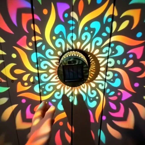 Solar Mandala Fence Light – IP65  Waterproof, Auto On/Off, Decorative Wall Lantern for Garden & Patio