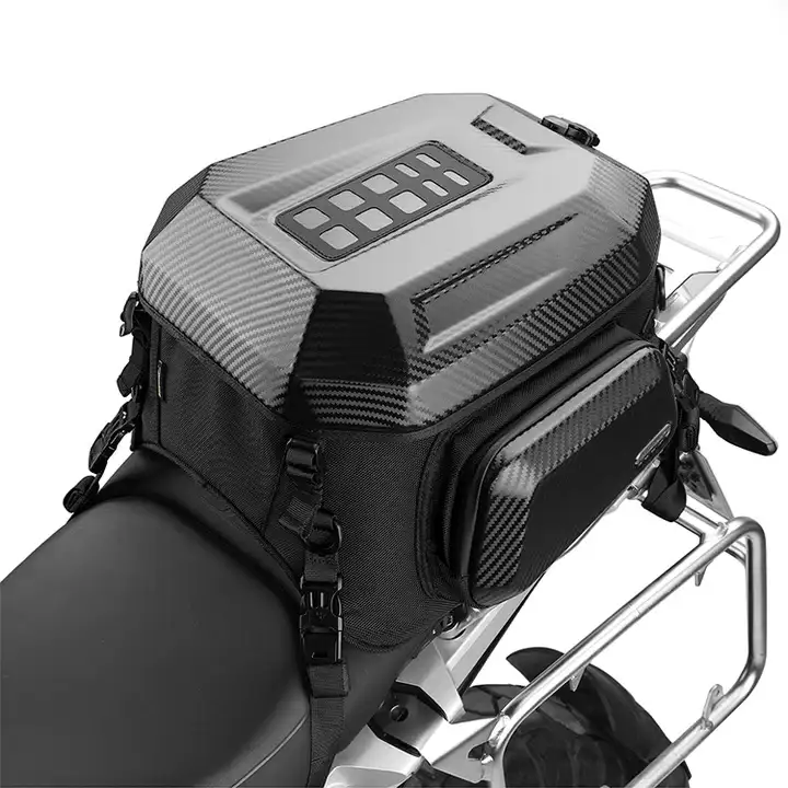 Expandable Motorcycle Tail Bag – 23L-35L Hard Shell Storage Bag with Waterproof Protection