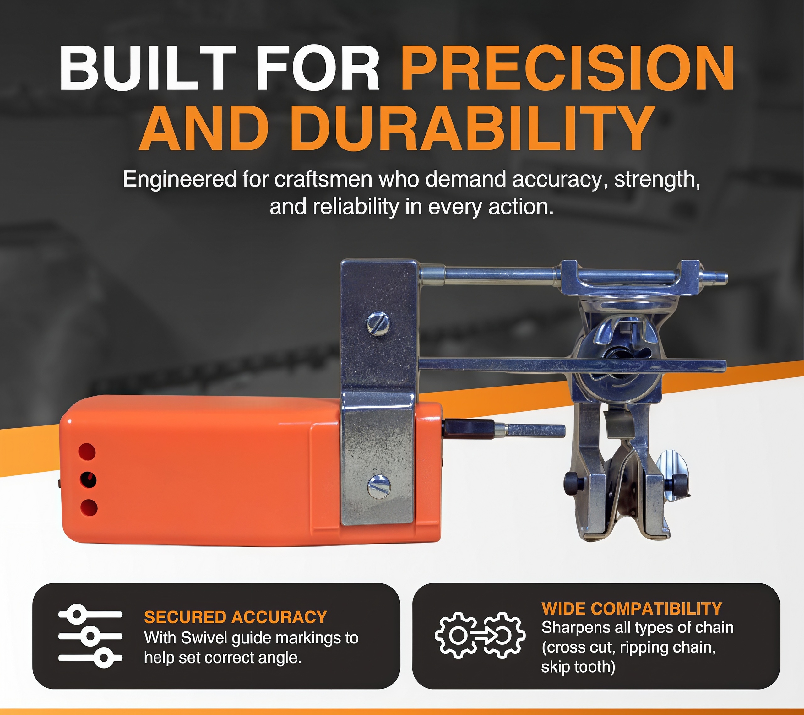Electric Chainsaw Sharpener – Bar-Mounted, 12V, 24000 RPM, 3 Grinding Stones