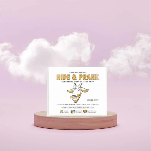 Hide‑and‑Scream Goat Prank with Glitter Trap – Random Screams Every 3‑8 Min, 8+ Hours, Easy Hide