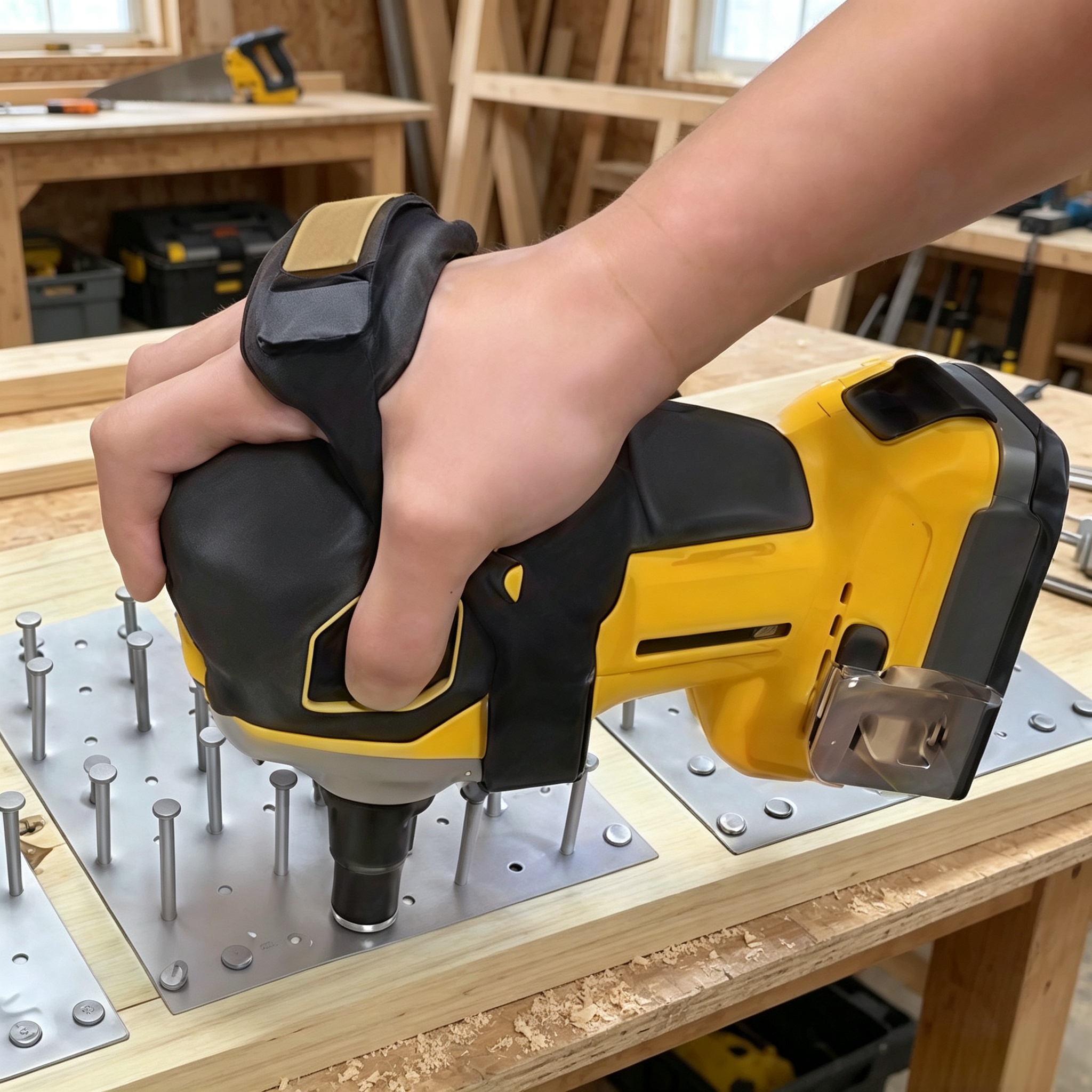Cordless Palm Nailer – Fits Where Hammers Can't Swing, No Compressor, LED Light & Tool Hook