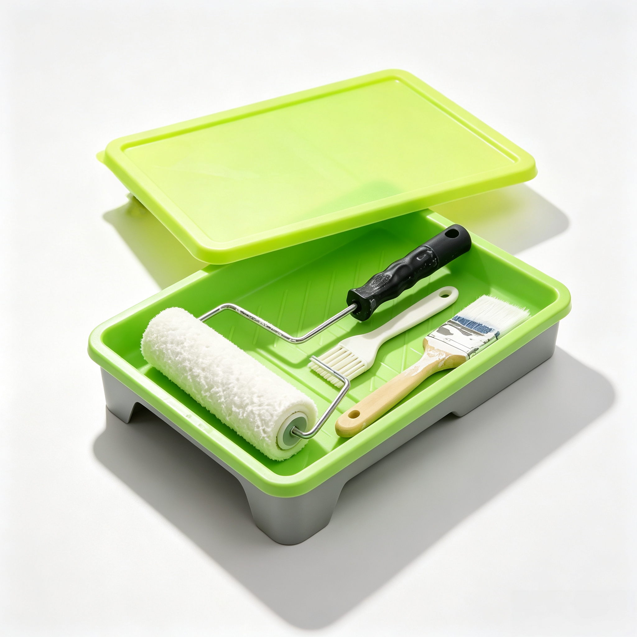 Reusable Paint Tray System – Silicone Liner, Airtight Lid, Peel-Off Cleanup
