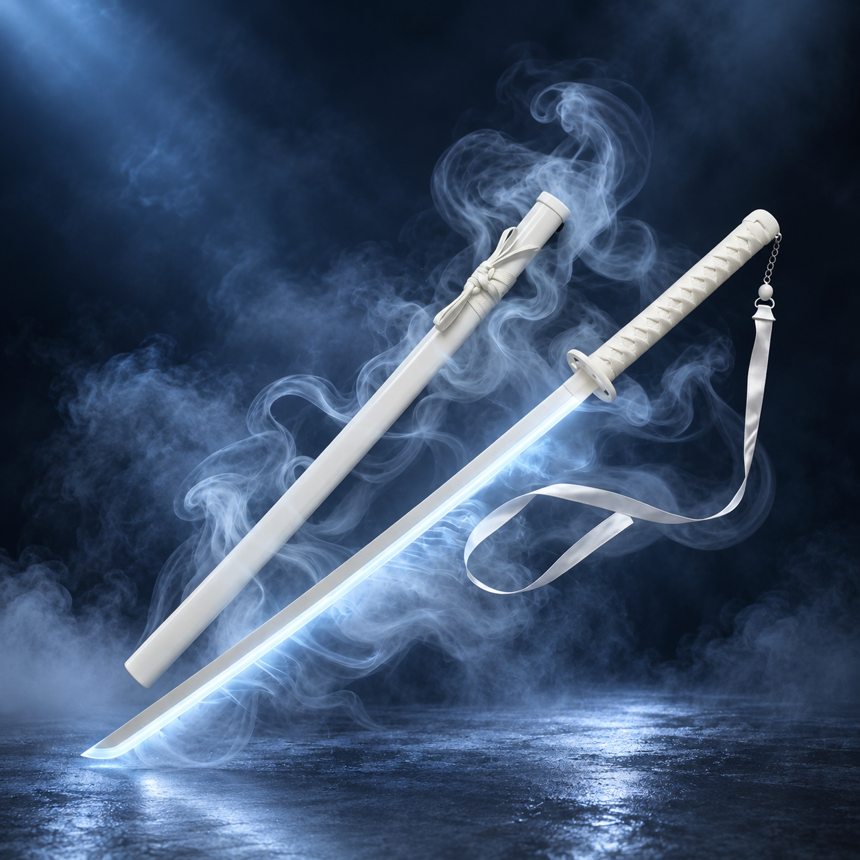 RGB Smoke Katana Sword with Color-Changing LED Effects