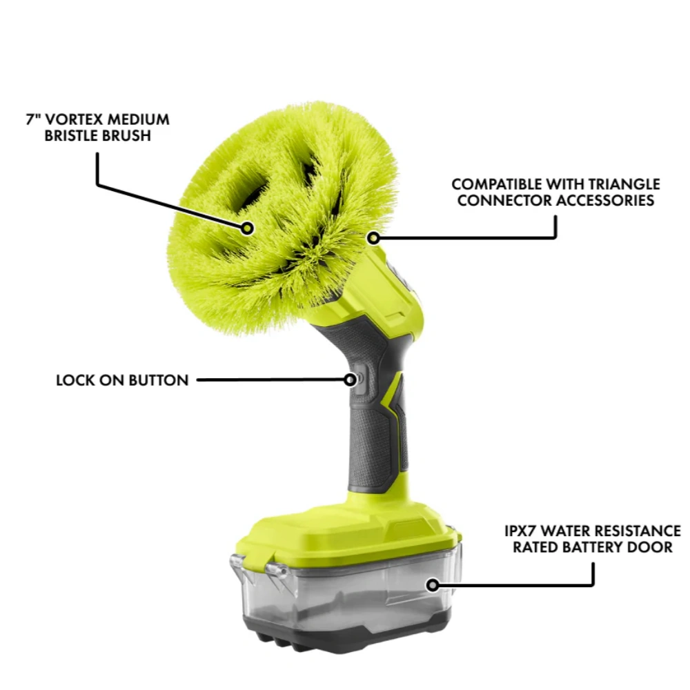 Cordless Power Scrubber – IPX7 Waterproof, 210 RPM, Quick-Change Brushes, 18V Battery Platform