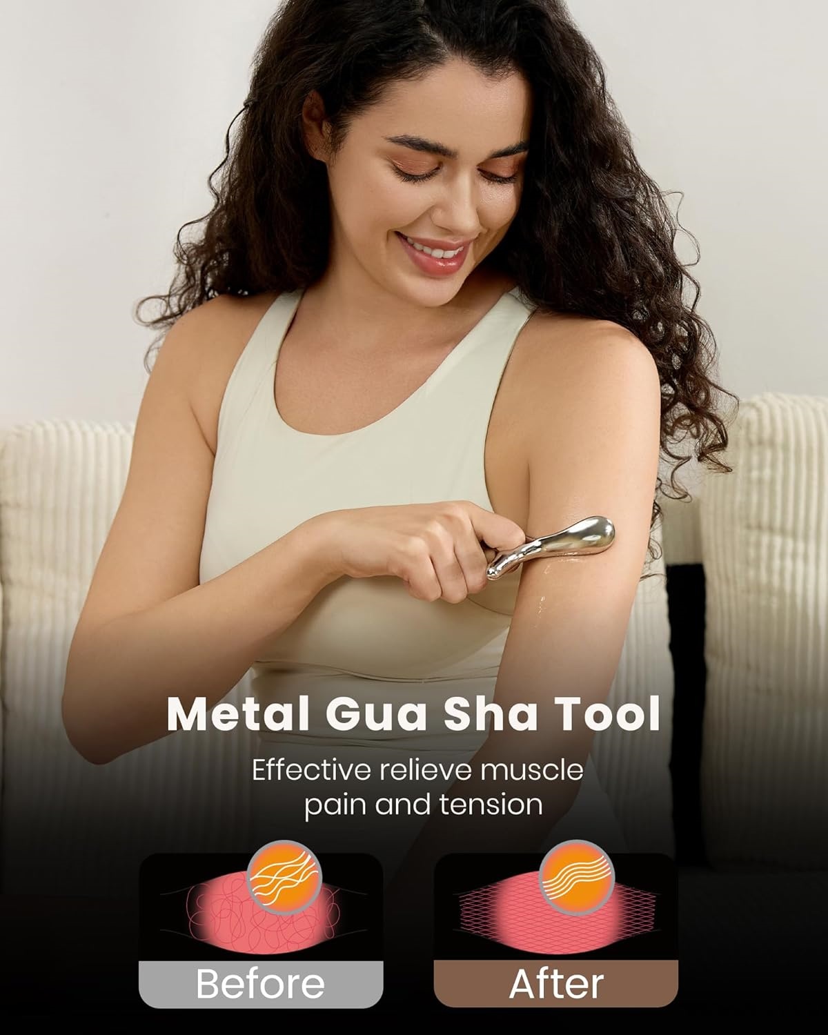 Trigger Point Massage Tool – Deep Tissue & Gua Sha, Full Body, Ergonomic Metal Scraper