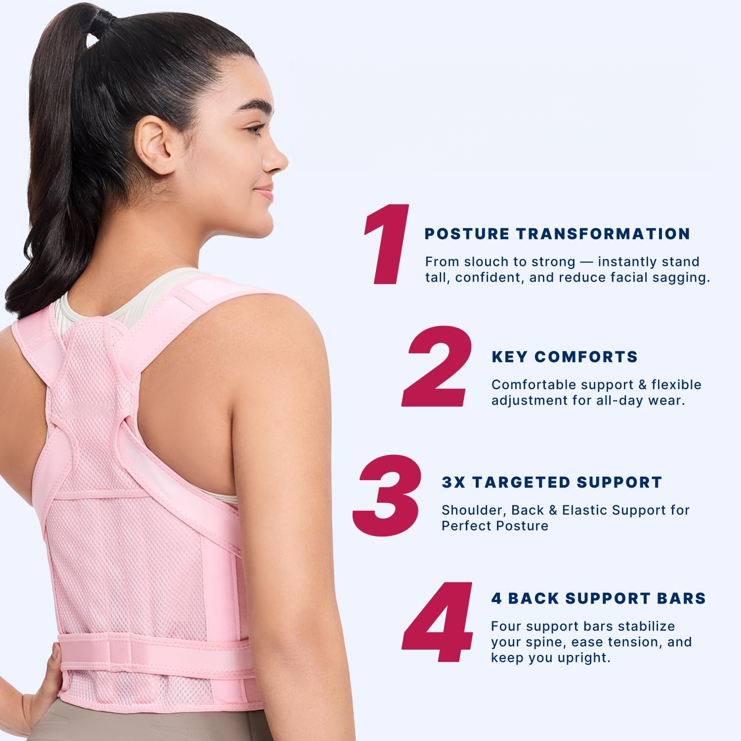 Posture Corrector – Adjustable Full Back Support with Removable Rods for Upper & Lower Back