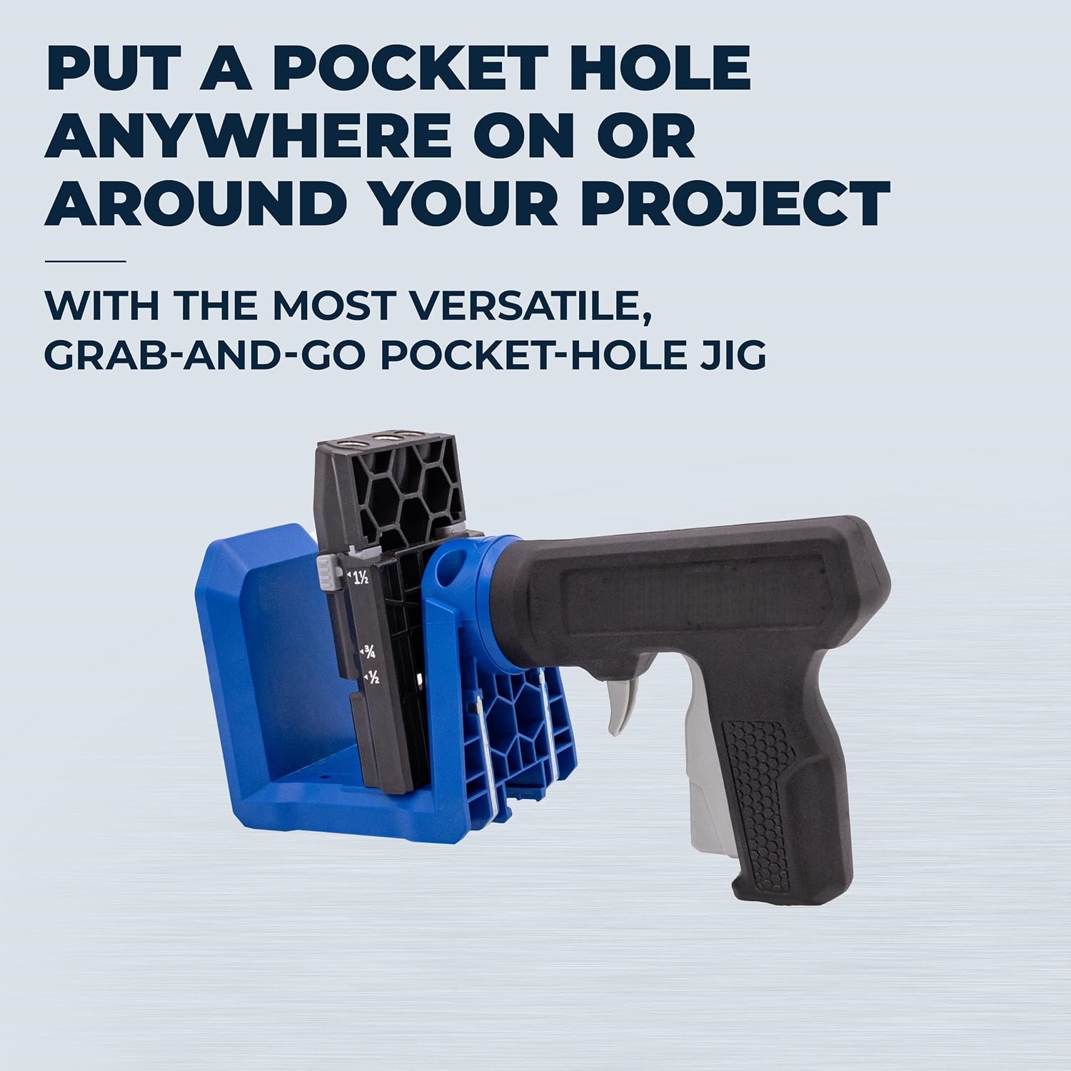 Pocket-Hole Jig – Steel Frame, Non-Slip Clamping, 360° Handle, Includes 60 Screws