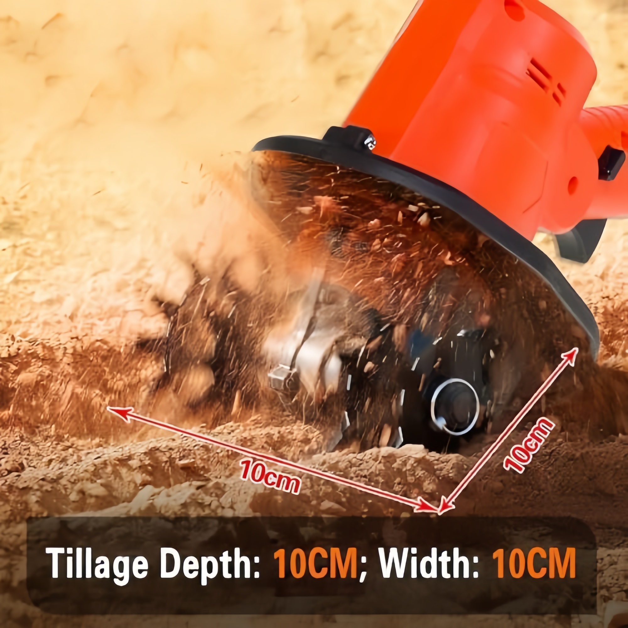 Cordless Mini Tiller Cultivator – 21V, 1.2kg Lightweight, 4 Steel Tines, 2 Batteries, 60min Runtime