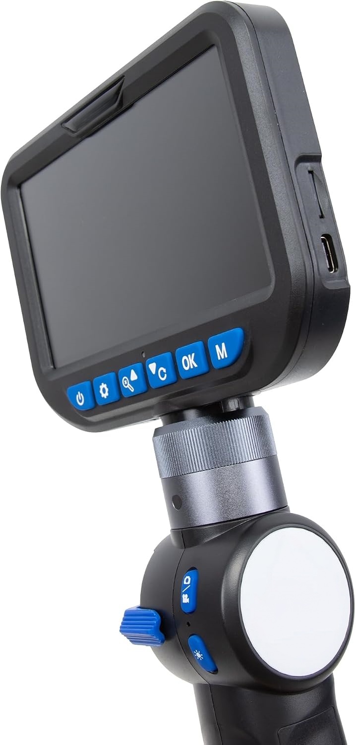 4mm Inspection Endoscope – 210° Articulating Camera, 5″ HD Screen, IP67, 1m Probe