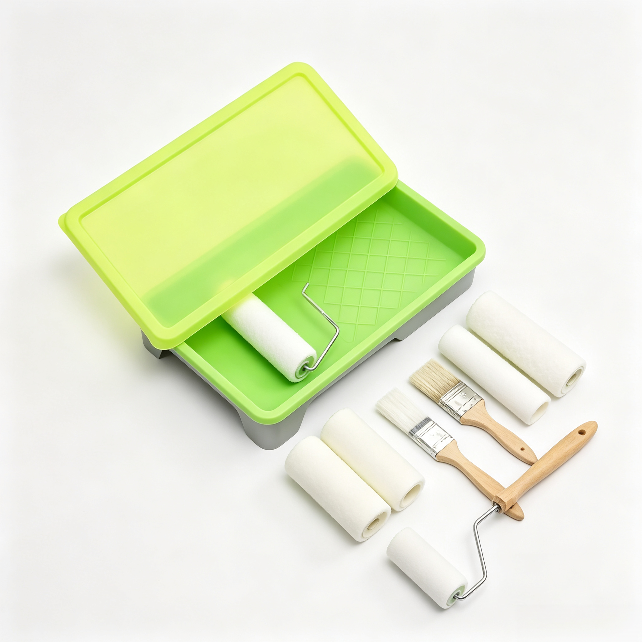 Reusable Paint Tray System – Silicone Liner, Airtight Lid, Peel-Off Cleanup