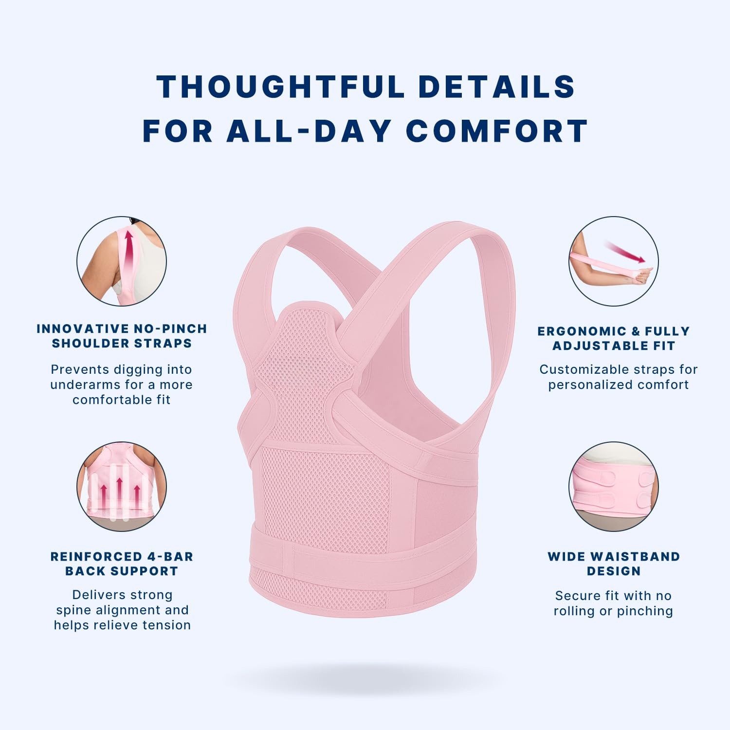 Posture Corrector – Adjustable Full Back Support with Removable Rods for Upper & Lower Back