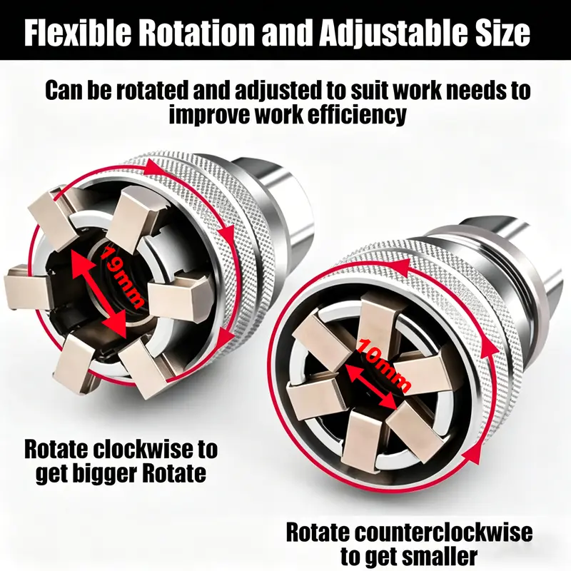 Adjustable Universal Socket – Fits Multiple Sizes, Secure Grip on Rounded Fasteners, 3/8″ Drive, Cr‑V Steel