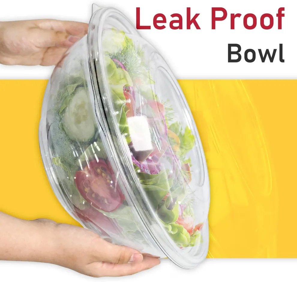 160 oz Clear Disposable Round Plastic Salad Bowl Sets XHM