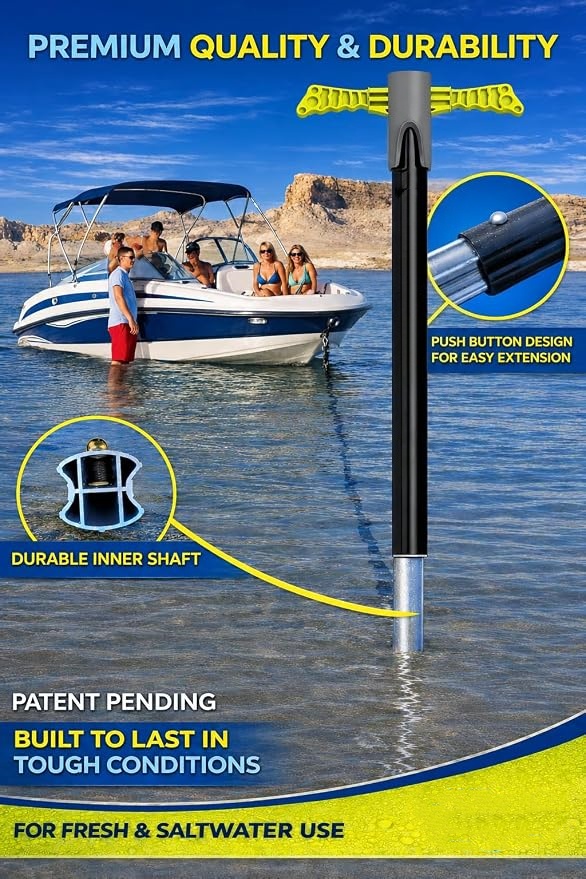 Shallow Water Screw Anchor – 29-48" Adjustable Sand Anchor for Jet Skis, Pontoon Boats & PWCs with Carry Case