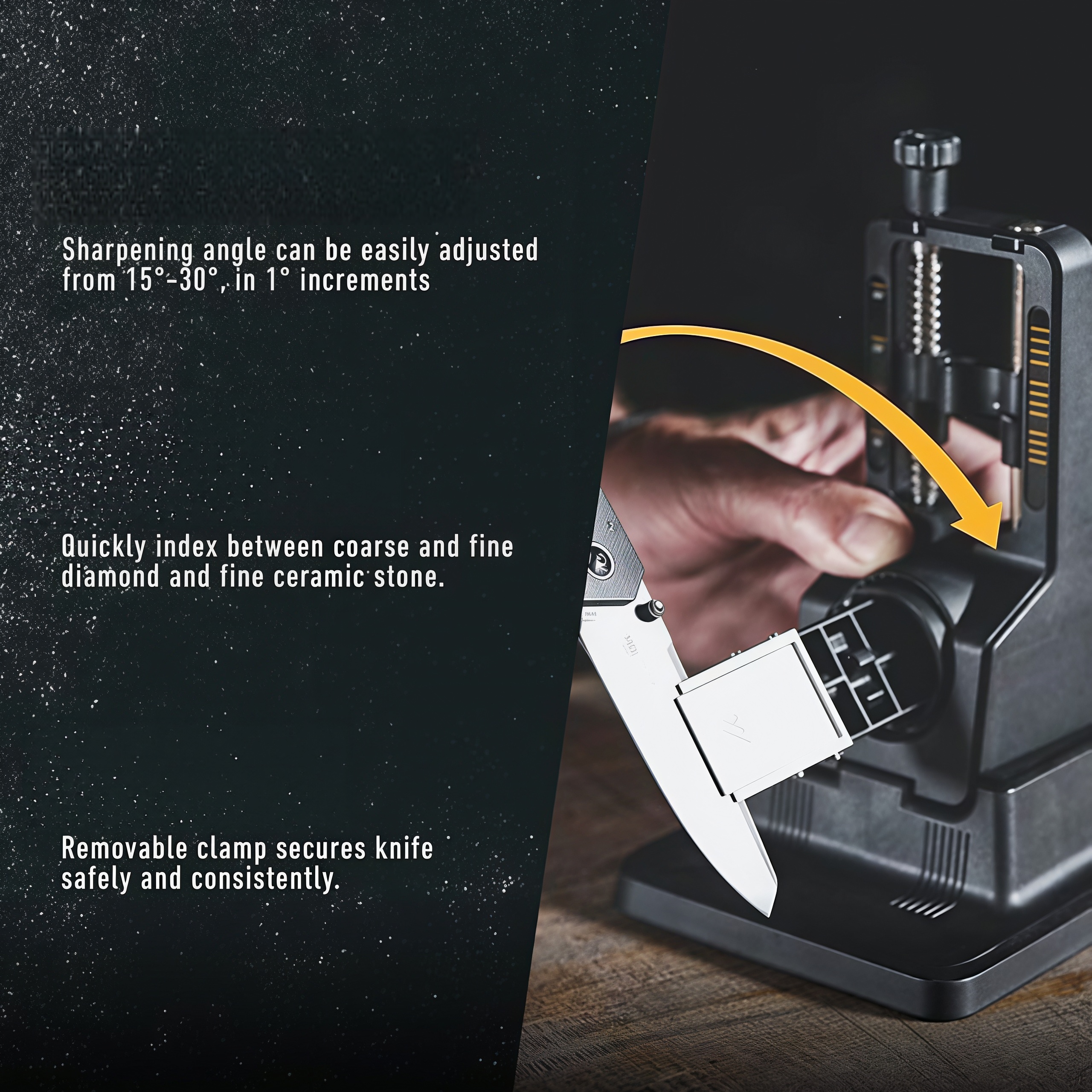 Angle-Guided Knife Sharpener – 15-30° Adjustable, 3-Sided Diamond/Ceramic Abrasives